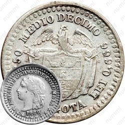½ десимо 1868-1878, LEI 0.666 [Колумбия]
