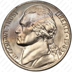 5 центов 1985, Томас Джефферсон - Аверс