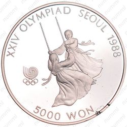 5000 вон 1987, XXIV летние Олимпийские Игры, Сеул 1988 - Качели [Корея] - Аверс