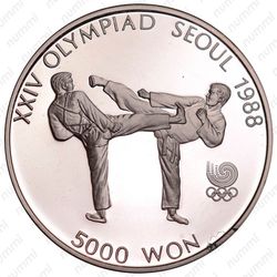 5000 вон 1987, XXIV летние Олимпийские Игры, Сеул 1988 - Тхэквондо [Корея] - Аверс
