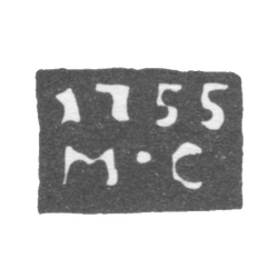 Клеймо пробирного мастера Ярославля - Серебреников Михаил - инициалы "М-С" - 1735-1766 гг., фото , изображение 2