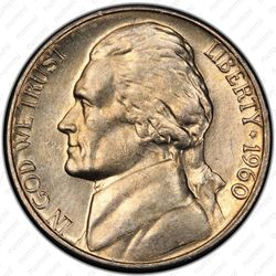 5 центов 1960, Томас Джефферсон - Аверс