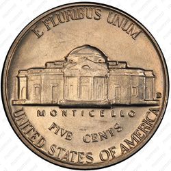 5 центов 1961, Томас Джефферсон - Реверс