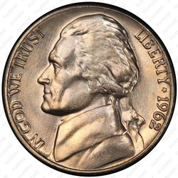 5 центов 1962, Томас Джефферсон - Аверс