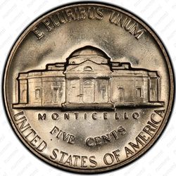 5 центов 1965, Томас Джефферсон - Реверс