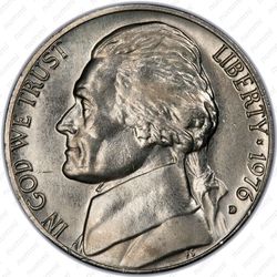 5 центов 1976, Томас Джефферсон - Аверс