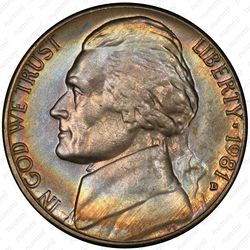 5 центов 1981, Томас Джефферсон - Аверс