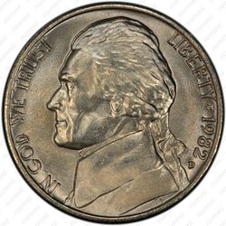 5 центов 1982, Томас Джефферсон - Аверс