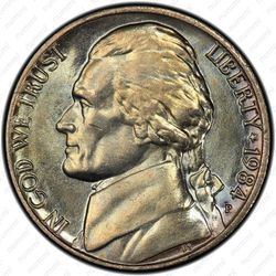 5 центов 1984, Томас Джефферсон - Аверс