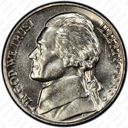 5 центов 1989, Томас Джефферсон - Аверс