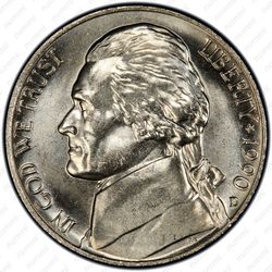 5 центов 1990, Томас Джефферсон - Аверс