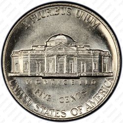 5 центов 1990, Томас Джефферсон - Реверс