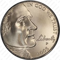 5 центов 2005, бизон - Аверс