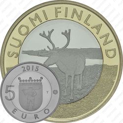 5 евро 2015, северный олень