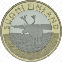 5 евро 2015, северный олень - Реверс
