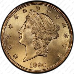 20 долларов 1890, голова Свободы