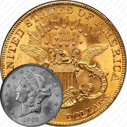 20 долларов 1903, голова Свободы