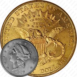 20 долларов 1907, голова Свободы
