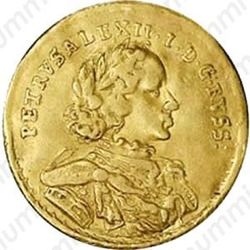 1 червонец 1716, надписи на латыни, в меховом плаще с пряжкой - Аверс