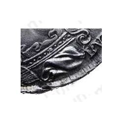 Серебряная монета 1 рубль 1730, корсаж не параллелен окружности, 5 наплечников без фестонов, звезды разделяют надпись реверса