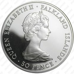 50 пенсов 1983, парусный корабль