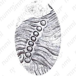 1 рубль 1734, тип 1735, с кулоном на груди, три ленты наплечника на левом плече, 8 жемчужин в волосах