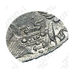 Серебряная монета 1 рубль 1731, с брошью на груди, цифры года расставлены, звезды разделяют надпись реверса