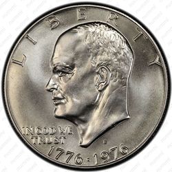 1 доллар 1976, Колокол Свободы, серебро - Аверс