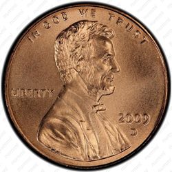 1 цент 2009, домик Линкольна - Аверс