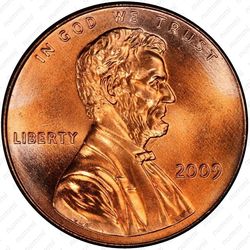1 цент 2009, юность Линкольна - Аверс