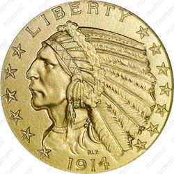 5 долларов 1914, голова индейца