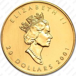 20 долларов 2001, кленовый лист