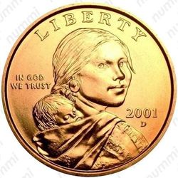 1 доллар 2001, Сакагавея - Аверс