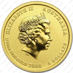 5 долларов 2008, год мыши