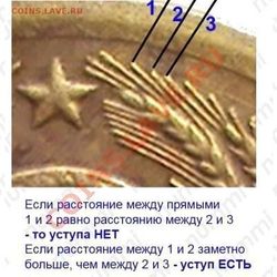 1 копейка 1975, аверс: правая от герба гребенка остей с уступом - Детали