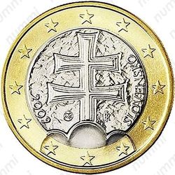 1 евро 2009, регулярный чекан Словакии - Аверс