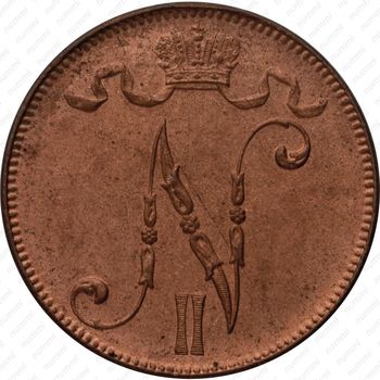 5 пенни 1917, с вензелем Николая II - Аверс