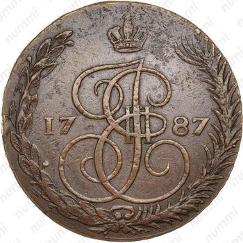 5 копеек 1787, ЕМ, короны королевские, вензель меньше. Шведская чеканка (подделка), г. Авеста