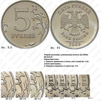 5 рублей 2009, ММД, магнитные