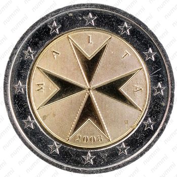 2 евро 2008, регулярный чекан Мальты, регулярный чекан Мальты - Аверс