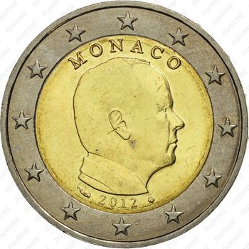 2 евро 2012, регулярный чекан Монако - Аверс