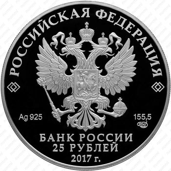 25 рублей 2017, портбукет - Аверс
