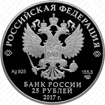 25 рублей 2017, портбукет цветная - Аверс