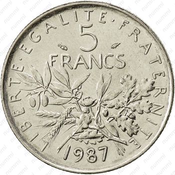 5 франков 1987 - Реверс