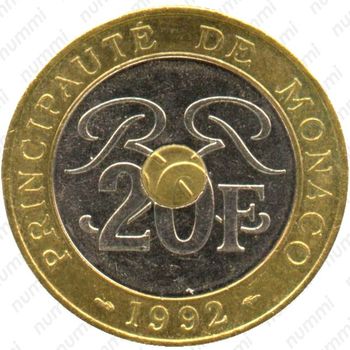20 франков 1992 - Реверс
