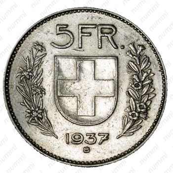 5 франков 1937 - Реверс