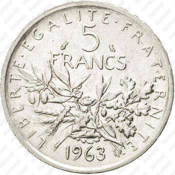 5 франков 1963 - Реверс