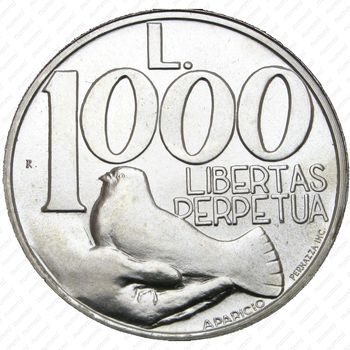 1000 лир 1991, голубь - Реверс