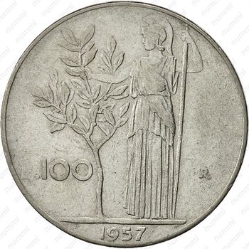100 лир 1957 - Реверс