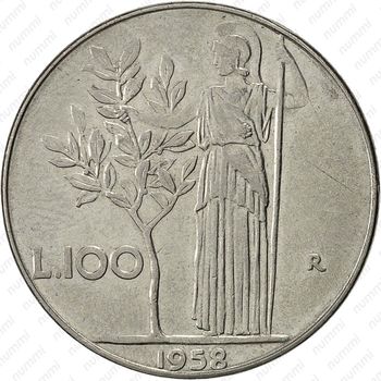 100 лир 1958 - Реверс